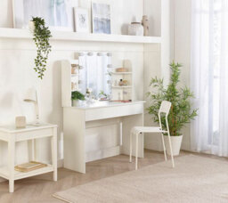 MMT Funiture Designs White Dressing Table With Drawers Make Up Desk 90Cm Led Mirror Modern Bedroom 90Cm - thumbnail 2