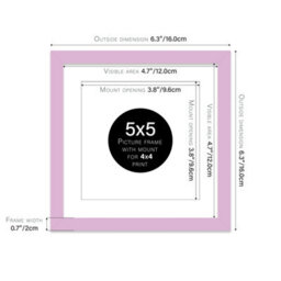"5X5"" Lilac Picture Frame - 5X5"" Square Frame With 4X4"" Mount For 5X5""/4X4"" Pictures Vintage Style Photo Display, 1 Pack" - thumbnail 2