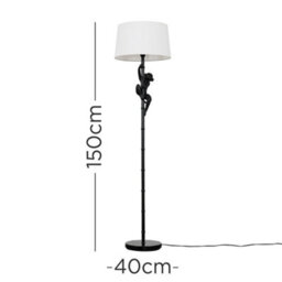 Valuelights George Monkey Animal Quirky Modern Black Floor Lamp With White Shade - thumbnail 8