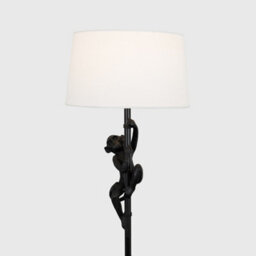 Valuelights George Monkey Animal Quirky Modern Black Floor Lamp With White Shade - thumbnail 3