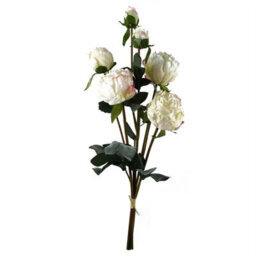 Leaf 55Cm Cream Peony Artificial Flowers Spray - 4 Flowers 3 Buds - thumbnail 2