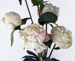 Leaf 55Cm Cream Peony Artificial Flowers Spray - 4 Flowers 3 Buds - thumbnail 4