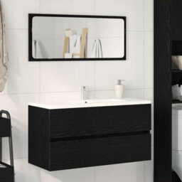Walplus Sink Cabinet Black Oak 90 X 38.5 X 45 Cm Engineered Wood