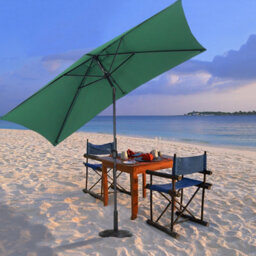 Living And Home 2X3M Large Garden Rectangular Parasol Outdoor Beach Umbrella Patio Sun Shade Crank Tilt No Base, Dark Green