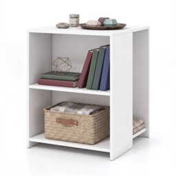 White Wooden Accent Storage Organizer Square Sofa Side Table For Living Room - thumbnail 3