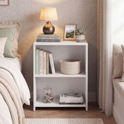 White Wooden Accent Storage Organizer Square Sofa Side Table For Living Room - thumbnail 5