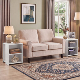 White Wooden Accent Storage Organizer Square Sofa Side Table For Living Room - thumbnail 4