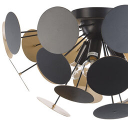 Beliani Hemisphere Ceiling Lamp, Black And Gold, 2-Light Industrial Art Deco, W52 X D52 X H28Cm - thumbnail 3