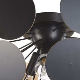 Beliani Hemisphere Ceiling Lamp, Black And Gold, 2-Light Industrial Art Deco, W52 X D52 X H28Cm - thumbnail 5