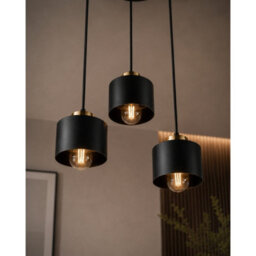 Luminosa Lighting Luminosa Simply Cluster Pendant Ceiling Light Black, Gold 3X E27 - thumbnail 3