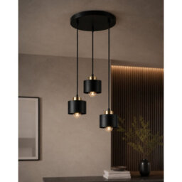 Luminosa Lighting Luminosa Simply Cluster Pendant Ceiling Light Black, Gold 3X E27 - thumbnail 2