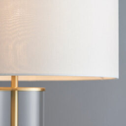 Anson Lighting Seeley Table Light Finished In Satin Brass Plate, Clear Glass And Vintage White Fabric - thumbnail 3