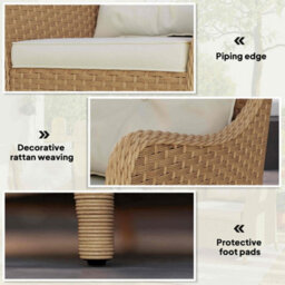 Beige Pe Rattan Garden Chairs Set Of 2, Garden Armchairs With Cushions - thumbnail 5