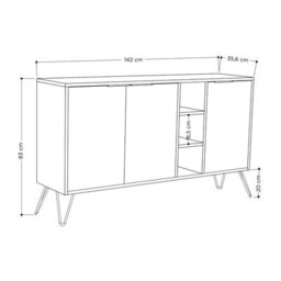 Decortie Clara Sideboard Cabinet Modern Storage Shelves Hairpin Legs Anthracite Grey Mocha Grey 142Cm - thumbnail 3