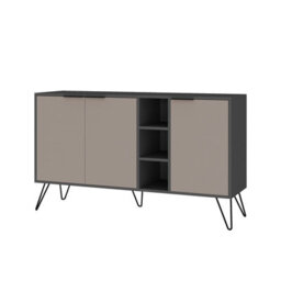 Decortie Clara Sideboard Cabinet Modern Storage Shelves Hairpin Legs Anthracite Grey Mocha Grey 142Cm - thumbnail 2