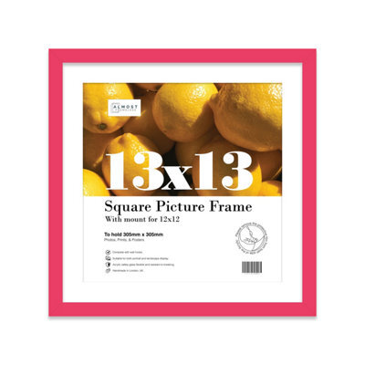 "13X13"" Bright Pink Picture Frame - 13X13"" Square Frame With 12X12"" Mount For 13X13""/12X12"" Pictures Moderrn Thin Edge, 1 Pack" - image 1