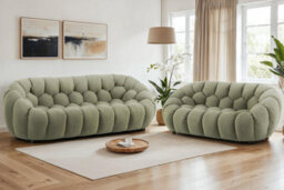 Sage Green Teddy Boucle Fabric  3 + 2 Seater Sofa Set For Living Room Atrani - thumbnail 1