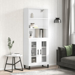 Berkfield Elegant Highboard White 69.5X34X180 Cm Engineered Wood - thumbnail 2