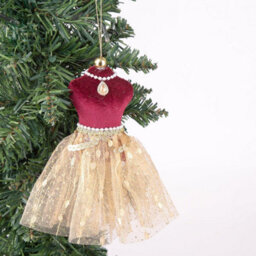 Shatchi Burgundy And Gold Ballerina Costume Figure 15Cm - Christmas Tree Hanging Decorations Ornaments Pendant - thumbnail 5