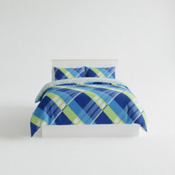 Modern Reversible Duvet Cover Stylish Geometric Pattern Bedding For Bedroom Blue - thumbnail 2