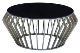 Orsina Elegant Black And Silver Round Coffee Table, Spacious Silver Finished Table, Modern Decorative Coffee Table - thumbnail 2