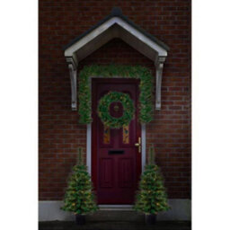 Premier Decorations Limited Christmas Door Porch Decoration Set Pre Lit Cashmere Wreath Garland Trees On Timer - thumbnail 1