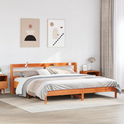 Berkfield Bed Frame Without Mattress Wax Brown 180X200 Cm Super King Solid Wood Pine - image 1