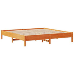 Berkfield Bed Frame Without Mattress Wax Brown 180X200 Cm Super King Solid Wood Pine - thumbnail 7