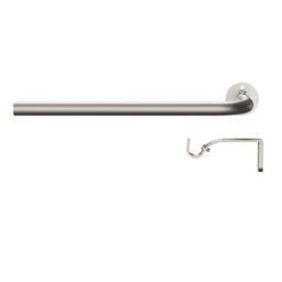 GoodHome Athens Satin Grey Nickel Effect Extendable Single Curtain Pole Set, (L)1200mm-2100mm (Dia)19mm - thumbnail 8