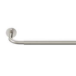 GoodHome Athens Satin Grey Nickel Effect Extendable Single Curtain Pole Set, (L)1200mm-2100mm (Dia)19mm