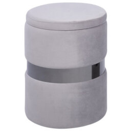 Wyld And Coco Set Of 2 Grey Velvet Storage Pouffes With Stainless Steel Band, Versatile Seating And Hidden Storage - thumbnail 4
