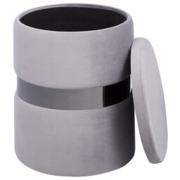 Wyld And Coco Set Of 2 Grey Velvet Storage Pouffes With Stainless Steel Band, Versatile Seating And Hidden Storage - thumbnail 7