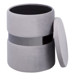 Wyld And Coco Set Of 2 Grey Velvet Storage Pouffes With Stainless Steel Band, Versatile Seating And Hidden Storage - thumbnail 8