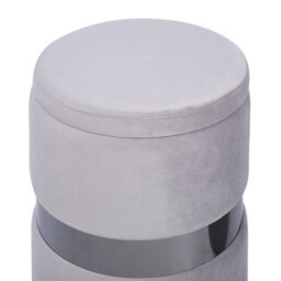 Wyld And Coco Set Of 2 Grey Velvet Storage Pouffes With Stainless Steel Band, Versatile Seating And Hidden Storage - thumbnail 9