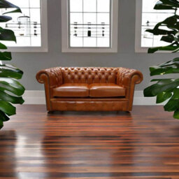 Chesterfield 2 Seater Newcastle Spice Tan Leather Sofa Bespoke In Classic Style - thumbnail 4