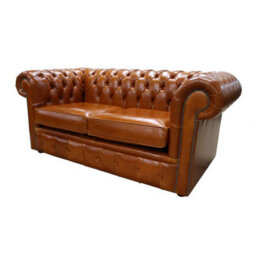 Chesterfield 2 Seater Newcastle Spice Tan Leather Sofa Bespoke In Classic Style - thumbnail 5