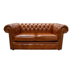 Chesterfield 2 Seater Newcastle Spice Tan Leather Sofa Bespoke In Classic Style - thumbnail 1