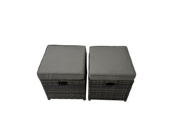 Fimous Garden Rattan Outdoor Furniture Set 10 Seater Patio Corner Sofa Oblong Coffee Table With 3 Stool Side Table Dark Grey - thumbnail 9