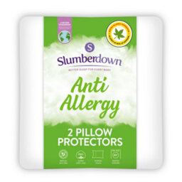 Slumberdown Anti Allergy Pillow Protector Quilted Cotton Cover Envelope Closure Machine Washable Reduces Dust Mites, 2 Pack - thumbnail 1