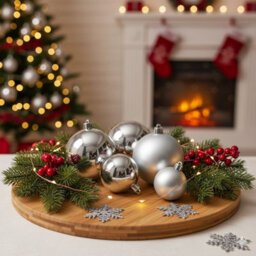 Decoris 30 Silver Christmas Baubles Round 4Cm 5Cm 6Cm Matt And Gloss Finish - thumbnail 5