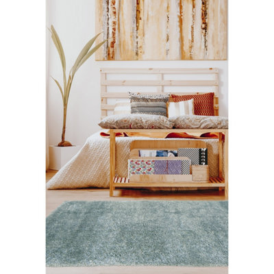 Melrose Laguna Super Soft Shaggy Duckegg Area Rug 080/150Cm - image 1