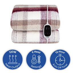 Russell Hobbs Electric Blanket 120W Heated Throw Tartan 9 Heat Settings With 2 Year Guarantee Rhht1006Tar - thumbnail 2