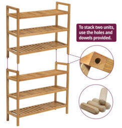 Hallowood Furniture Waverly Oak 3 Tier Stackable Shoe Rack - thumbnail 8