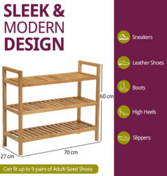Hallowood Furniture Waverly Oak 3 Tier Stackable Shoe Rack - thumbnail 3
