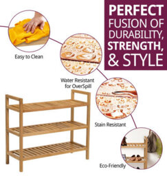 Hallowood Furniture Waverly Oak 3 Tier Stackable Shoe Rack - thumbnail 2
