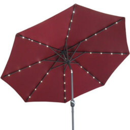 Rinse Bathrooms Wine Garden Parasol With Solar Powered Lights With Tilt And Crank Handle Outdoor Patio Umbrella Mechanism 2.7M - thumbnail 3