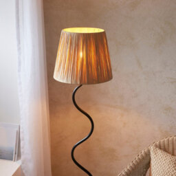 Luminosa Lighting Luminosa Wriggle Floor Lamp With Tapered Shade Matt Black, Natural Raffia, 1X E27 - thumbnail 3