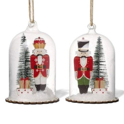 Heaven Sends Christmas Set Of Two Nutcracker Dome Hanging Decorations, Gloss Red, 2 Pack