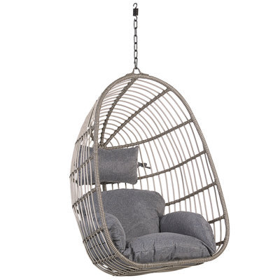 Beliani Hanging Chair Casoli Pe Rattan Grey - image 1