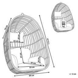 Beliani Hanging Chair Casoli Pe Rattan Grey - thumbnail 3
